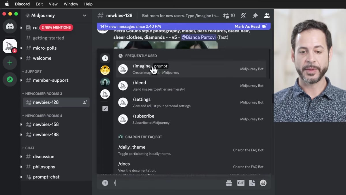 Discord message box with slash imagine command being typed