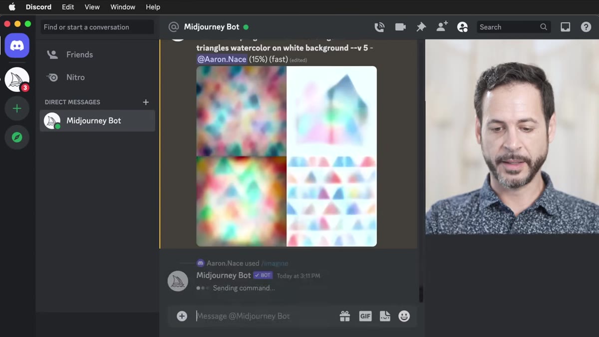 Midjourney returning a 2x2 grid of generated image options