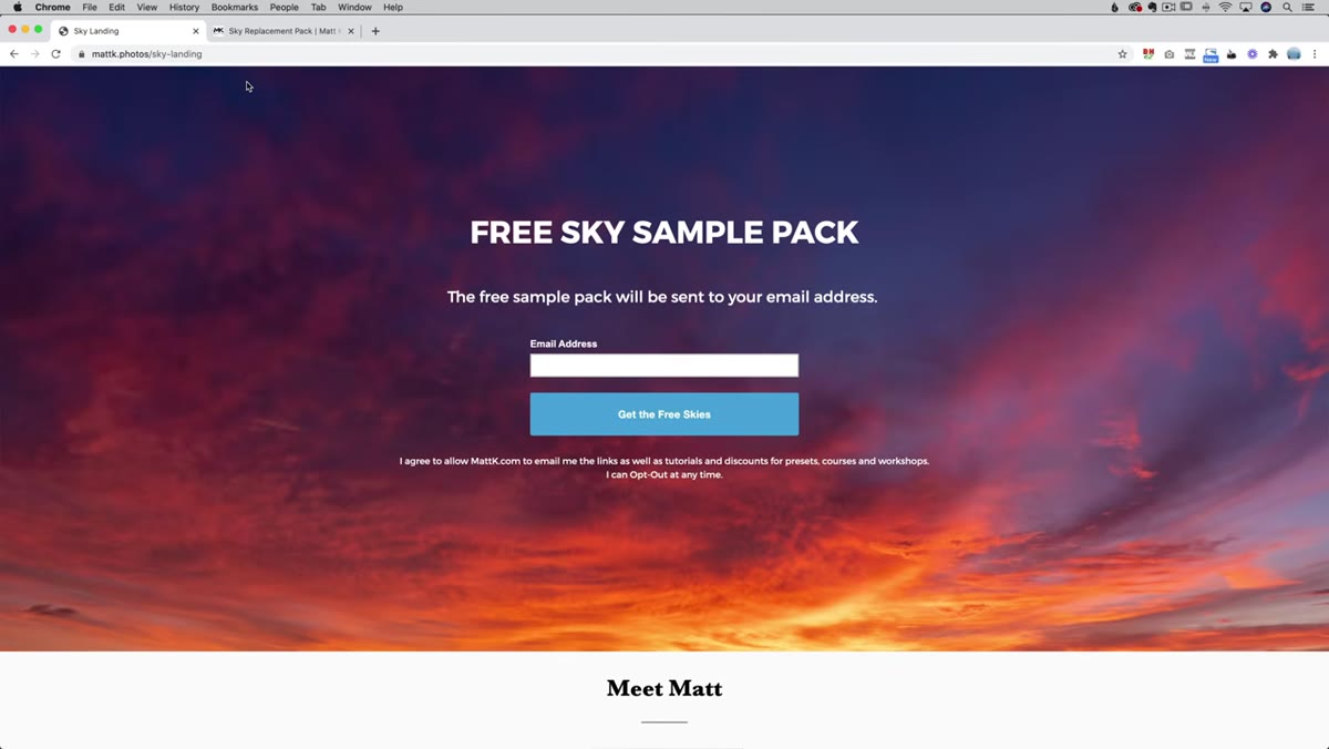 Sky Replacement dialog open with sky selected