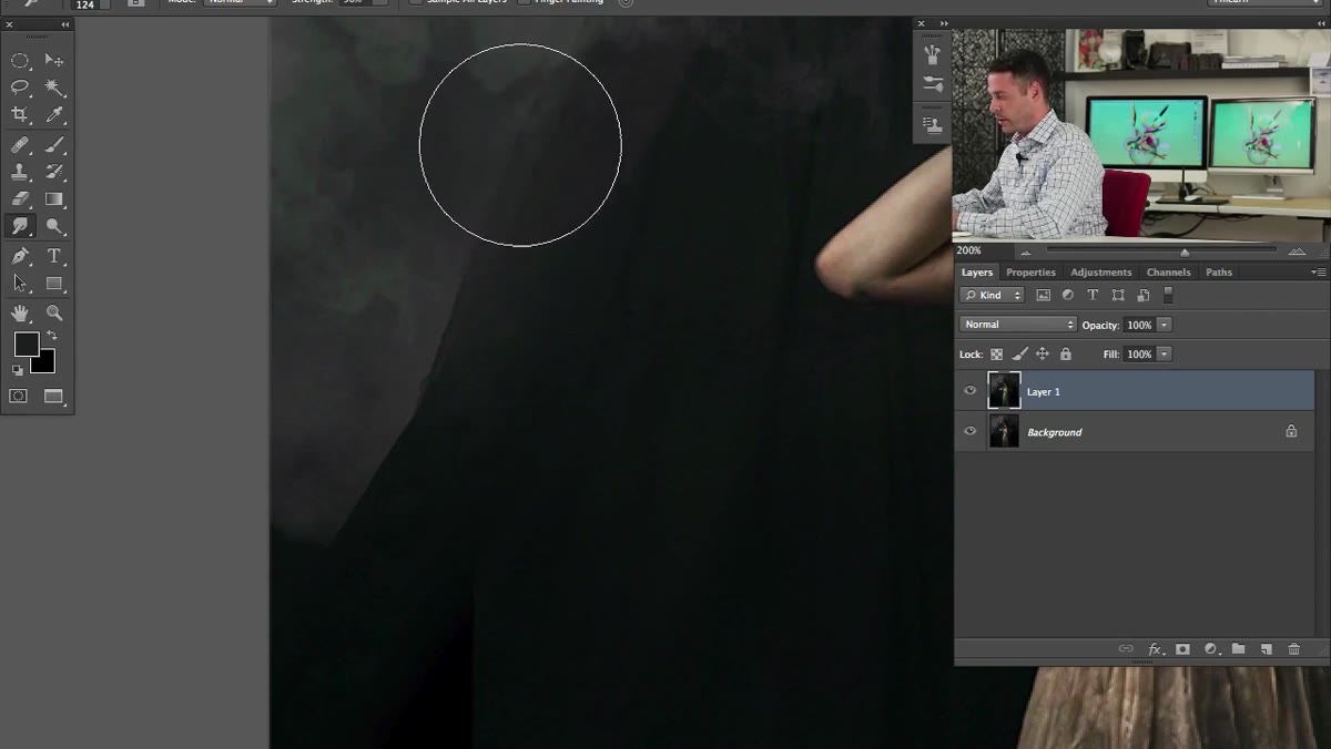 Zoomed in view showing hard edge on ghost figure
