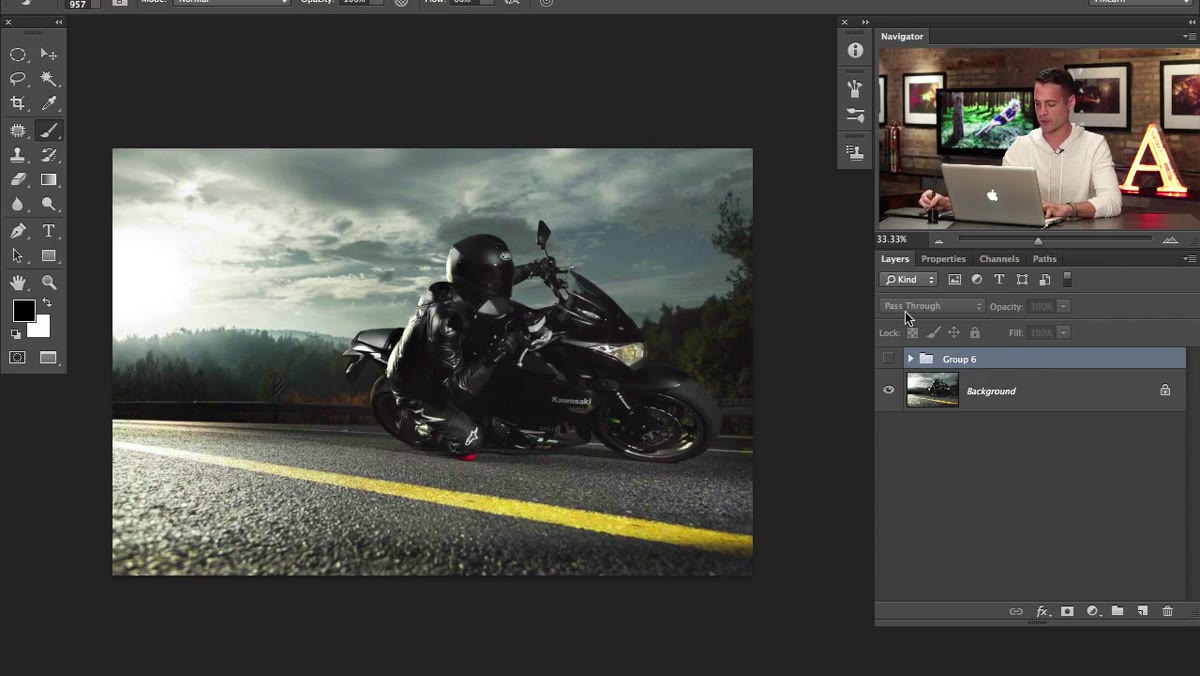 Aaron annotating the image with edit goals before starting