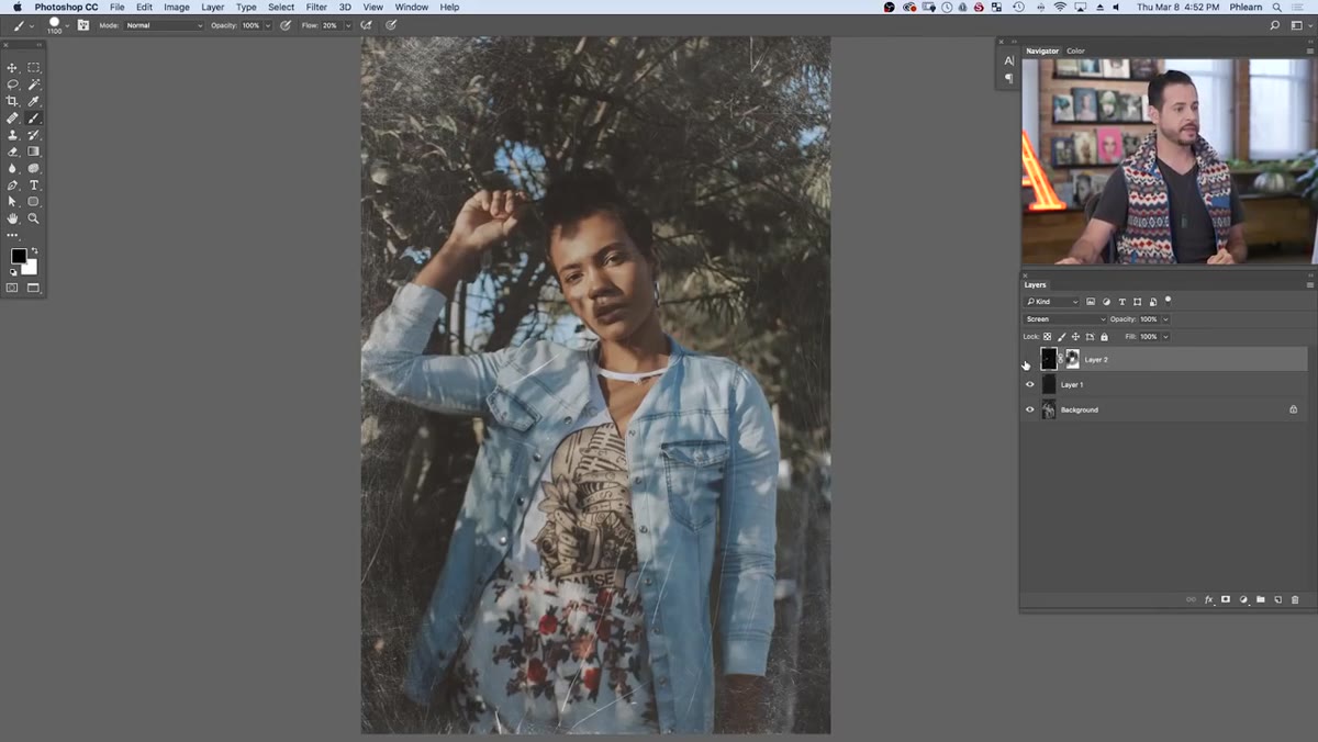 Hue/Saturation dialog open on texture layer