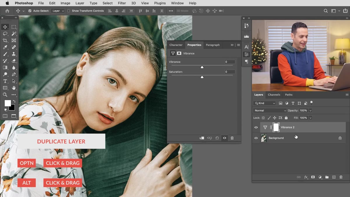Duplicating the Vibrance adjustment layer in Layers panel