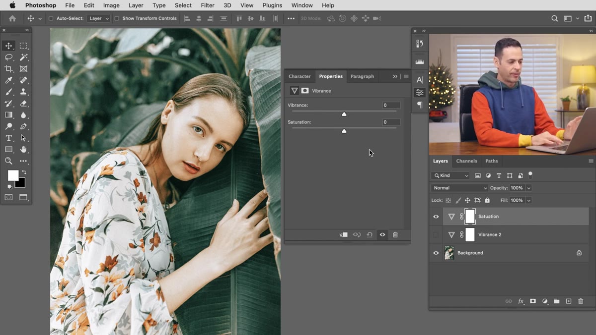 Saturation slider maxed out showing blown skin tones