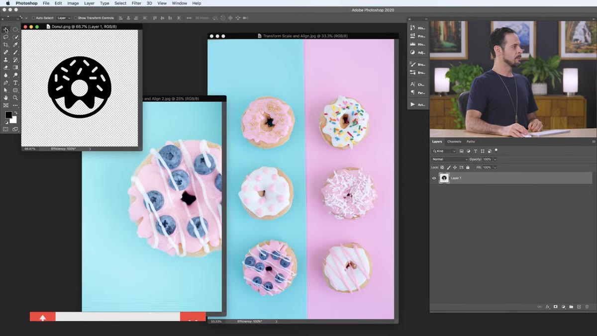 Dragging a donut image from one document into another