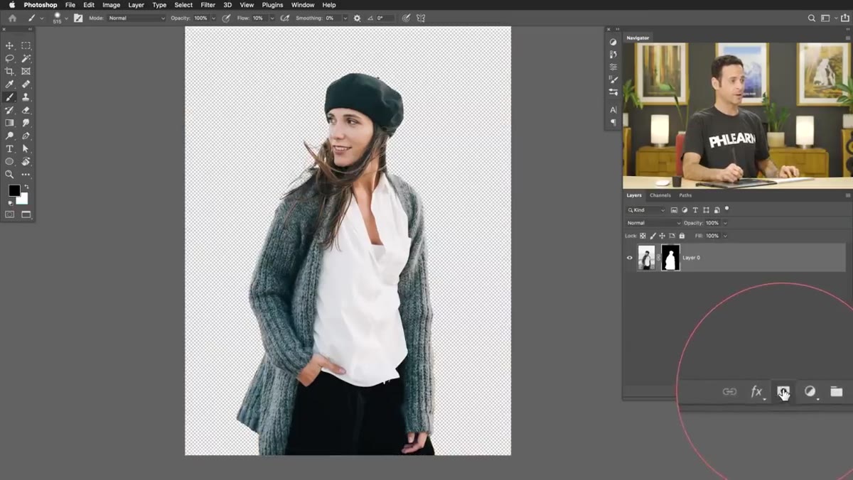 Layer mask applied from the automatic selection
