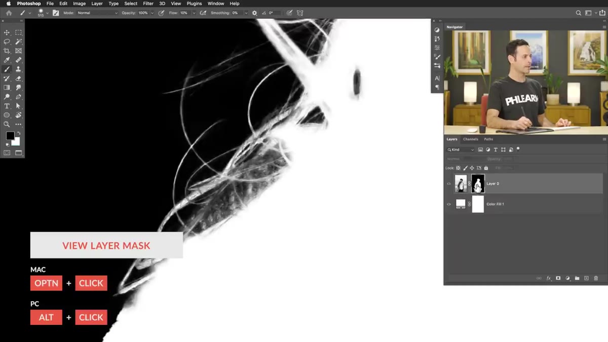 Layer mask viewed in isolation by Alt/Option-clicking