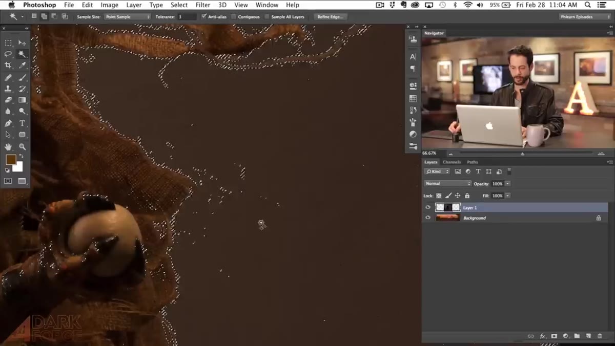 Shift-clicking additional areas to expand the active selection