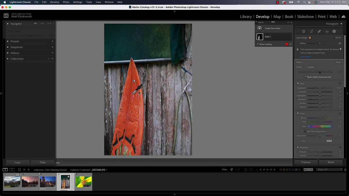 Shift-clicking additional areas to expand the color selection