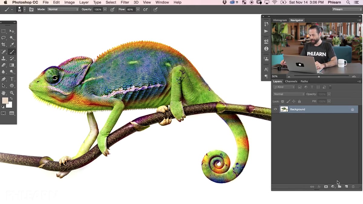 Adjustment layer panel showing Hue/Saturation option