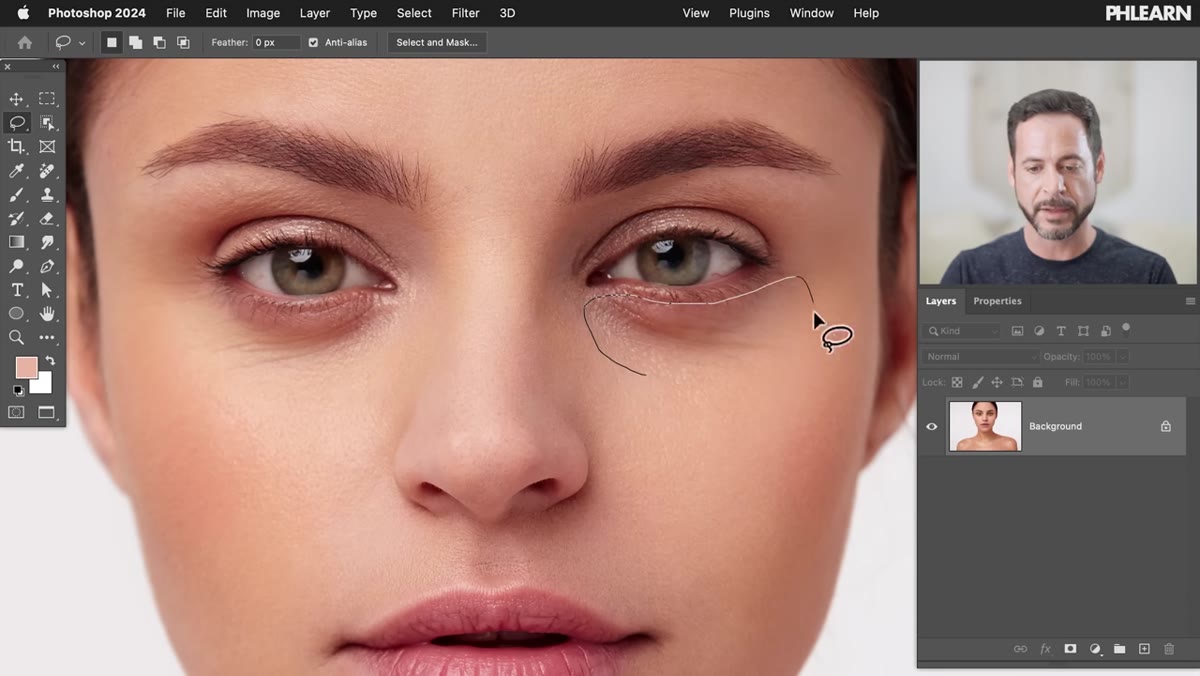 Generative Fill result showing altered eye shape