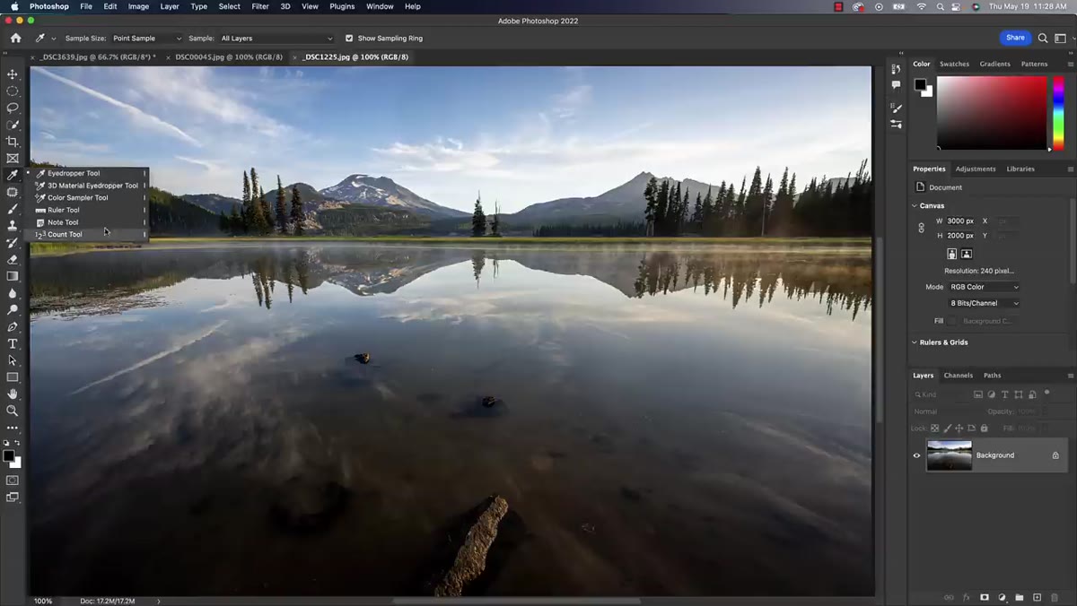 Eyedropper tool selected in toolbar