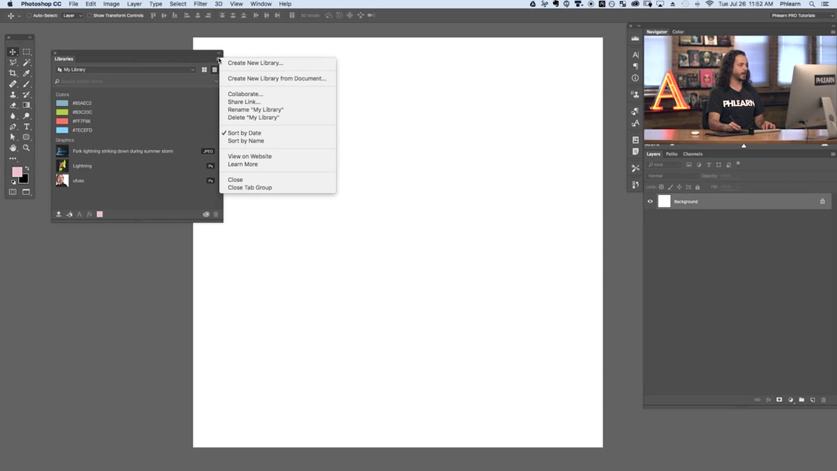 New library creation dialog with name field visible