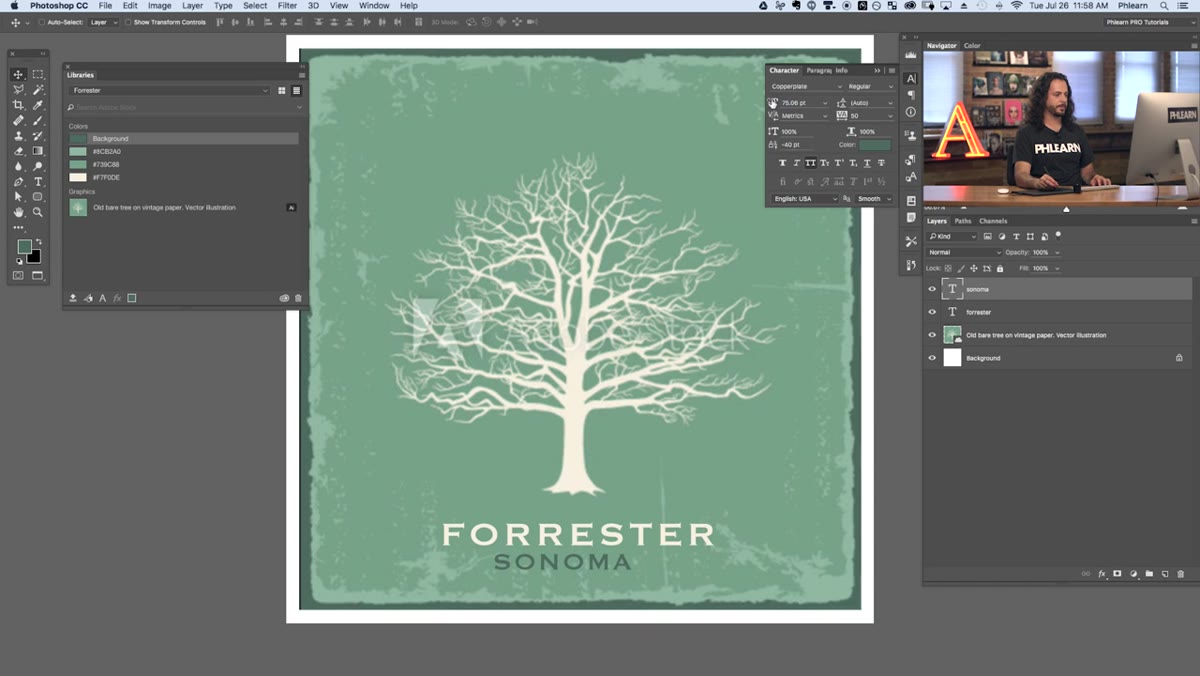 Text layer selected with character style being saved to library