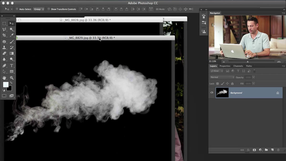 Moving steam texture from source document into portrait
