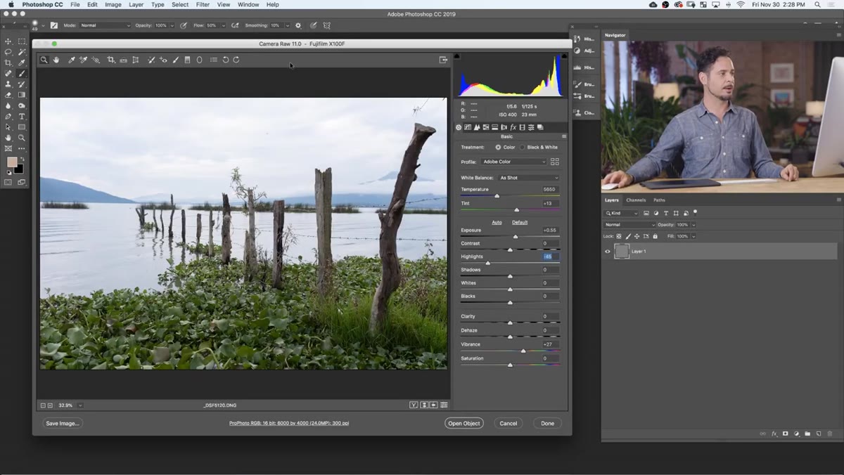Bottom of Camera Raw dialog showing the workflow options text link
