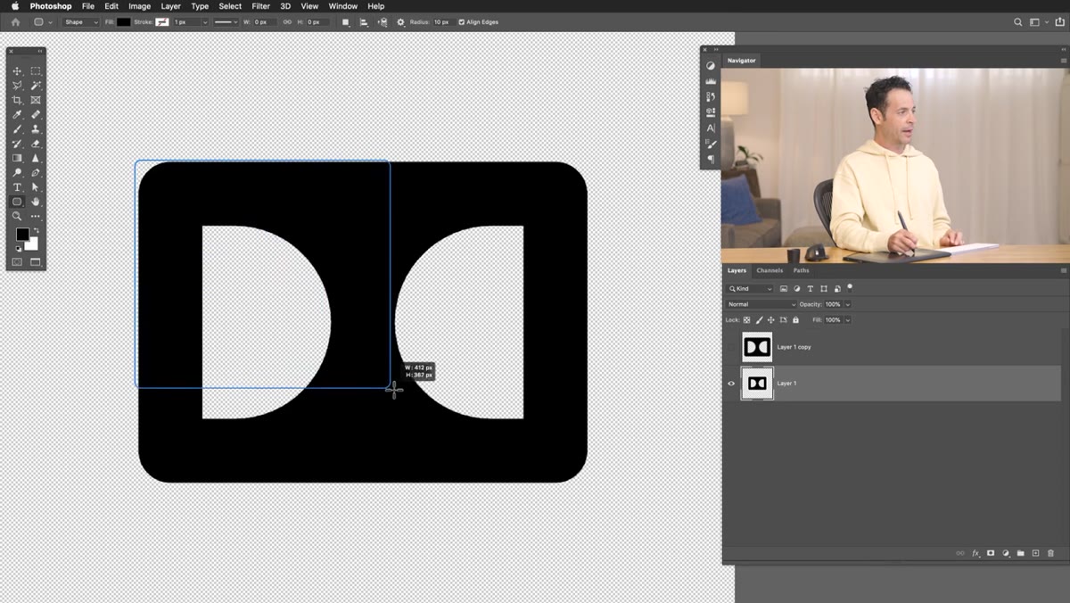 Rounded rectangle being drawn over icon with fill set to none