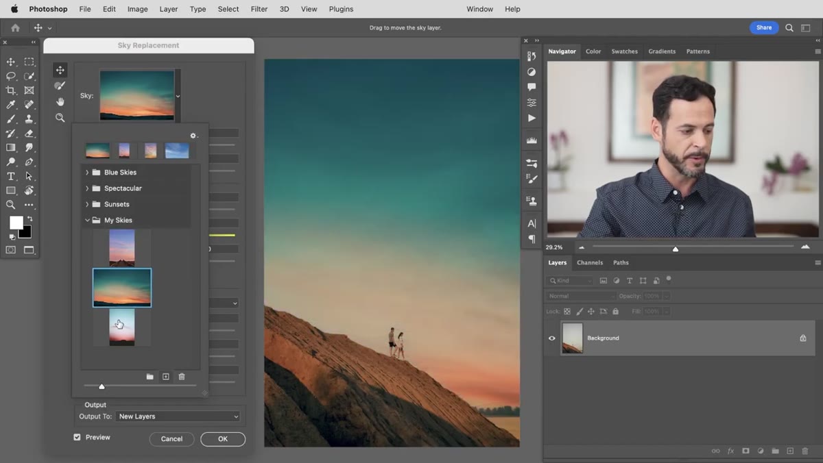 Custom sky loaded and showing in the preview with edge sliders visible
