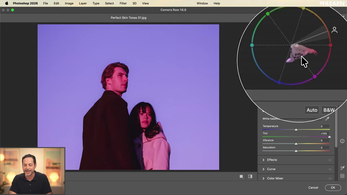 Select People AI mask being applied to isolate skin from background