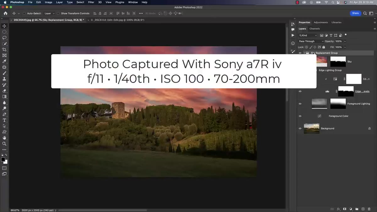 Sky replacement group being deleted in the Layers panel