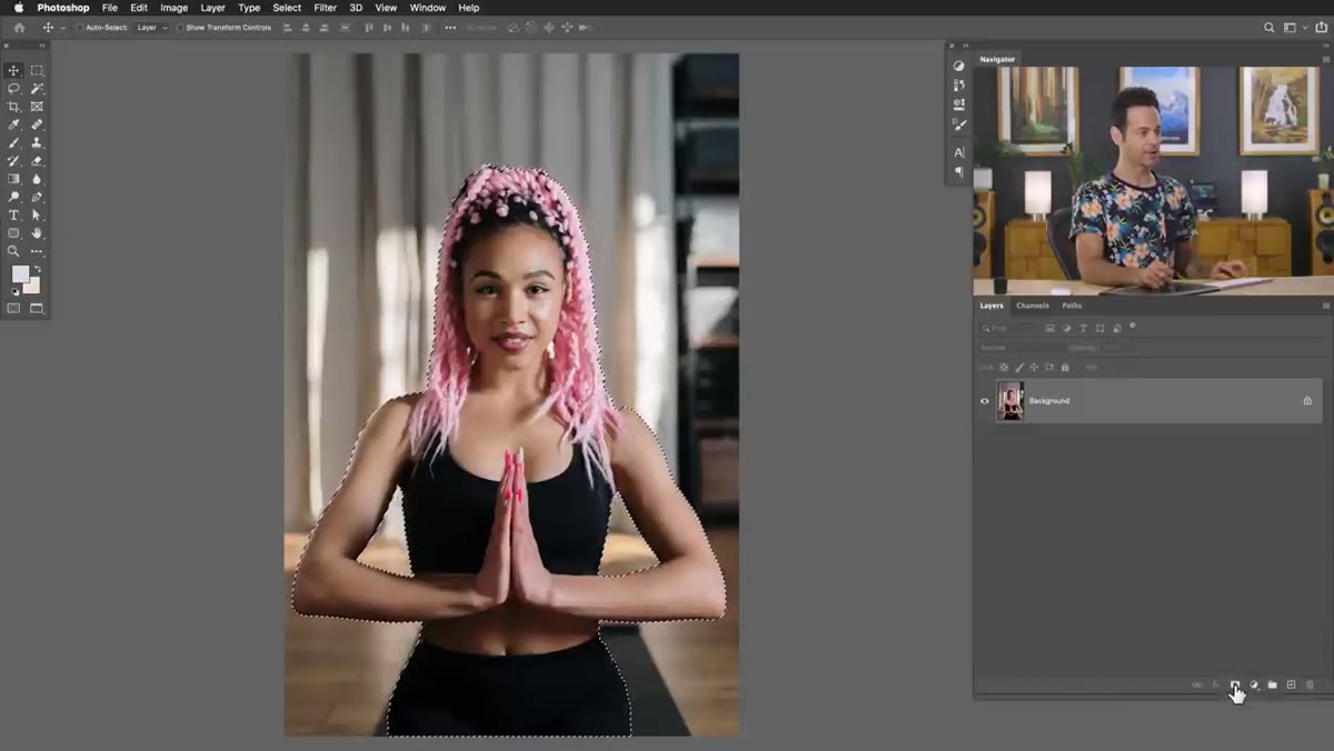 Layer mask icon being clicked in the Layers panel