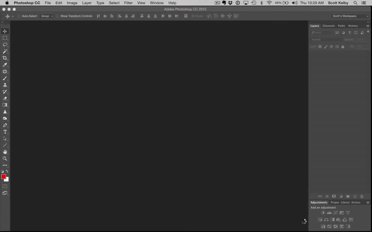 Edited image open in Photoshop, ready to process