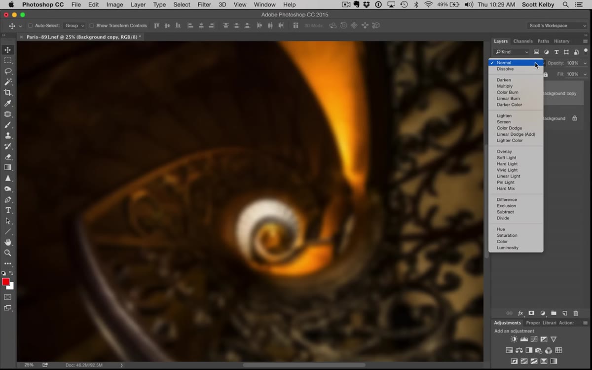 Blend mode dropdown in Layers panel set to Soft Light