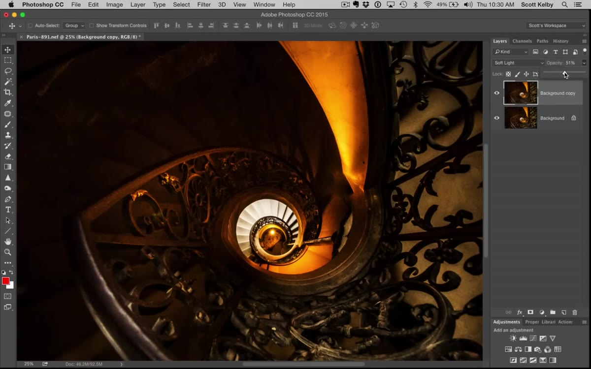 Opacity slider in Layers panel being lowered to 50 percent