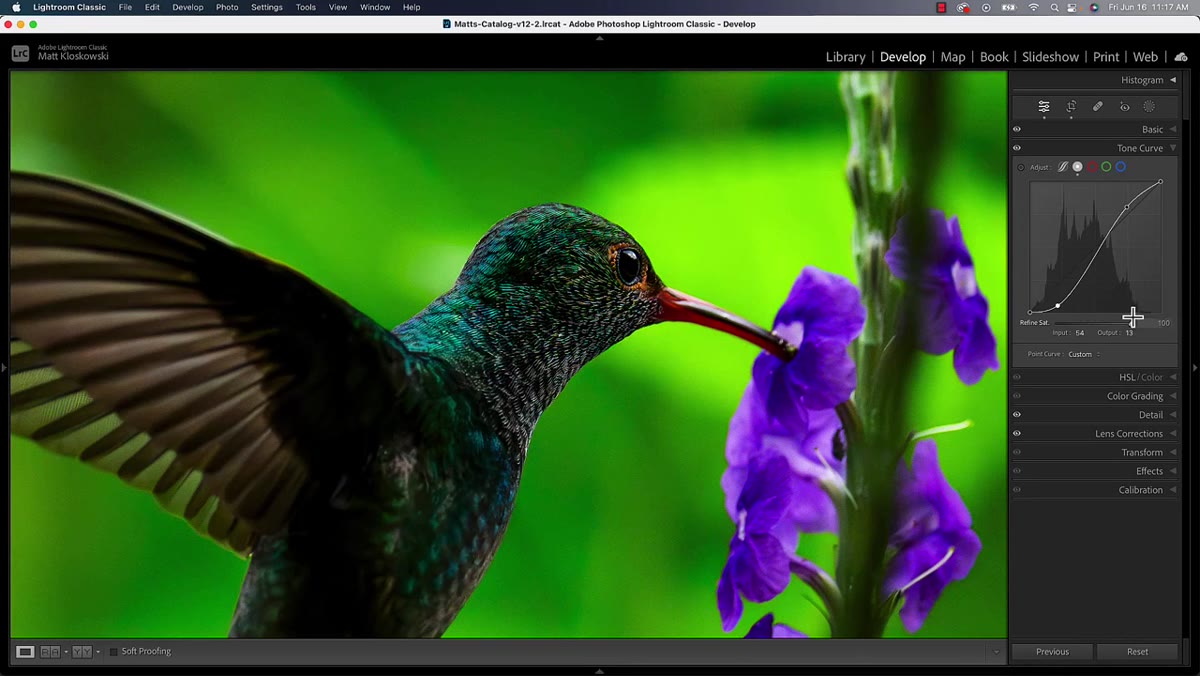 Slider being adjusted to balance saturation