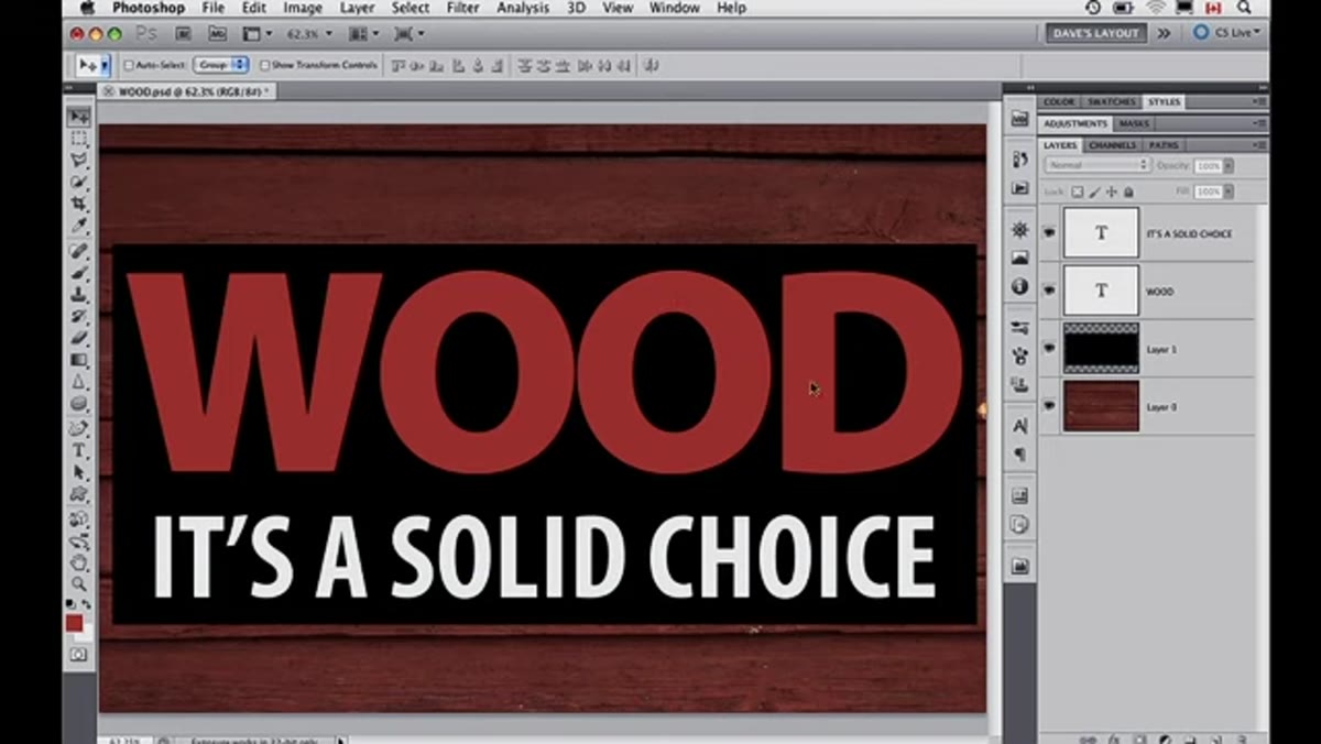 Type layer highlighted, showing the T icon in the Layers panel