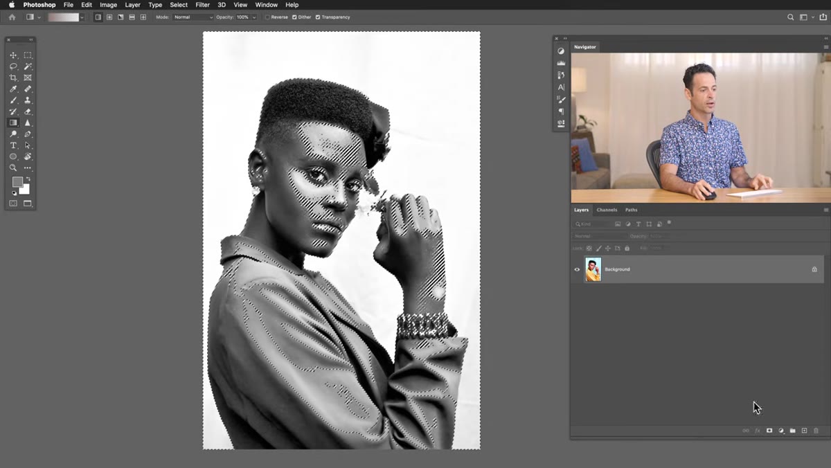 Solid Color fill layer being added with active selection as mask