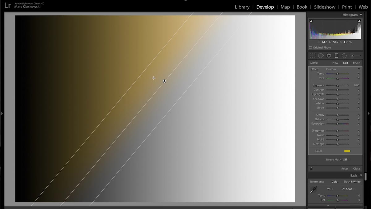 Graduated filter being dragged from outside the canvas
