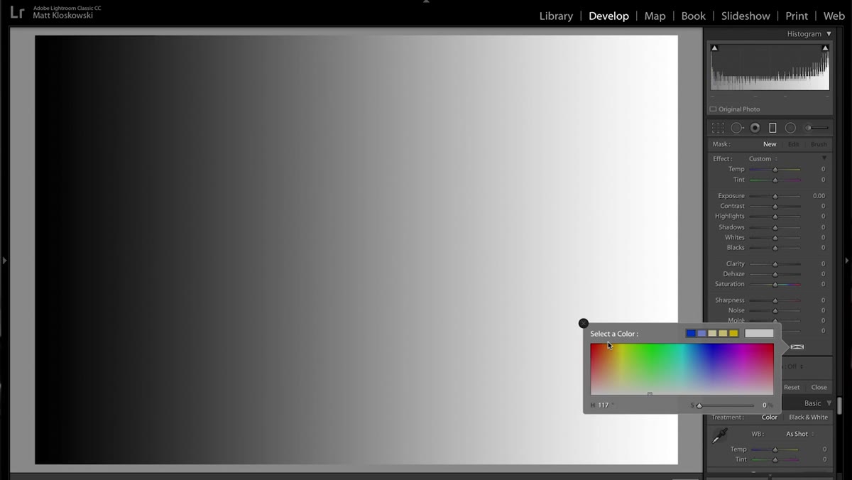 Color picker open with warm orange-yellow selected