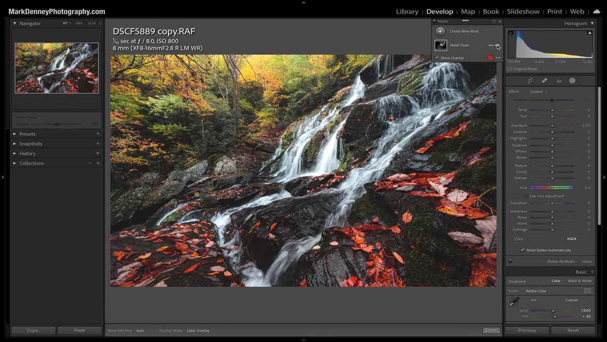 Mask overlay toggled on showing the gradient coverage across the background