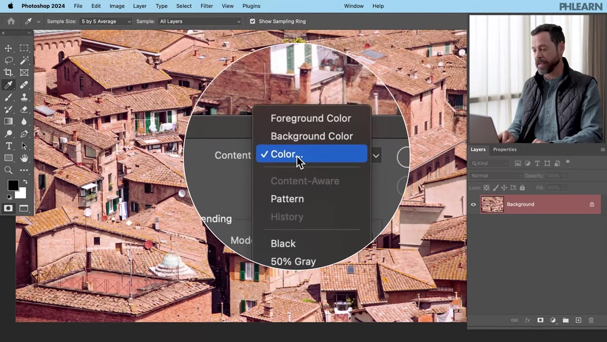Fill dialog open with color picker visible