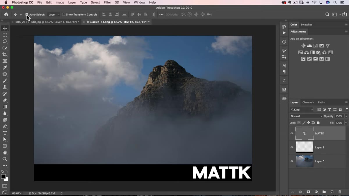 Move Tool selected, options bar visible at top of screen