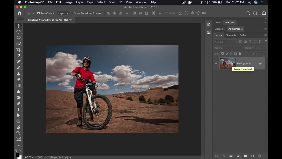 Layer panel open with base image layer visible