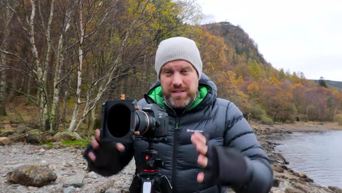 Ross selecting a six-stop ND filter for the long exposure shot