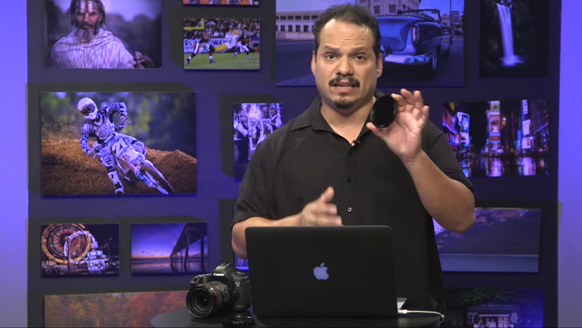 Physical ND filters shown on camera lens